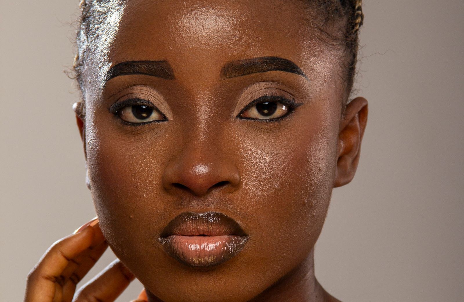Close-up of photo retouching in progress